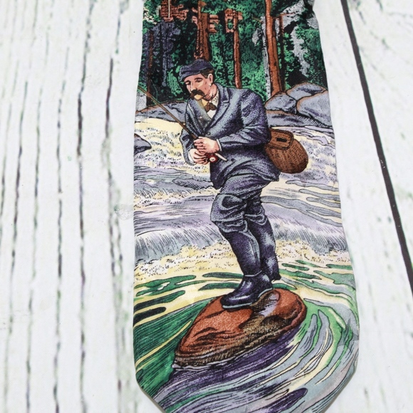 Vintage Tango By Max Raab Silk Fishing Neck Tie - Picture 2 of 8